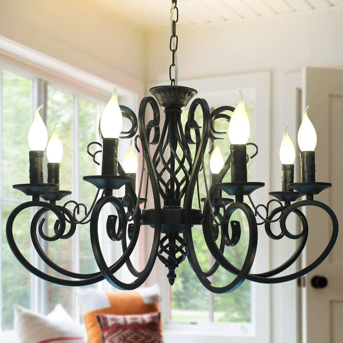 Matte Black 26Inch 8 Light FrenchCountry Chandelier