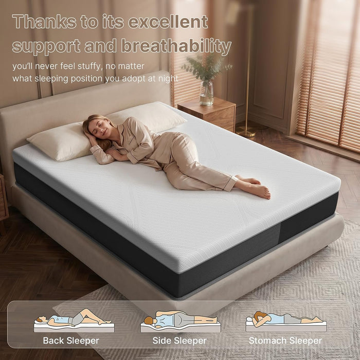 Full 10 Inch Hybrid Mattress in a Box, Medium-Firm, Memory Foam with Individually Pocketed Coils, Zoned Support, Motion Isolation, Certipur-Us Certified