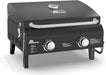 Black Portable Gas Grill, Dual 10,000 BTU Burners, 275 Sq.In Cooking Space, Push-To-Start Ignition, Wind-Proof Lid with Built-In Thermometer, Perfect for Camping Tailgates & Backyard BBQ Cookouts