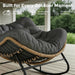 Outdoor Rocking Papasan Chair with Thick Cushion, Dark Gray