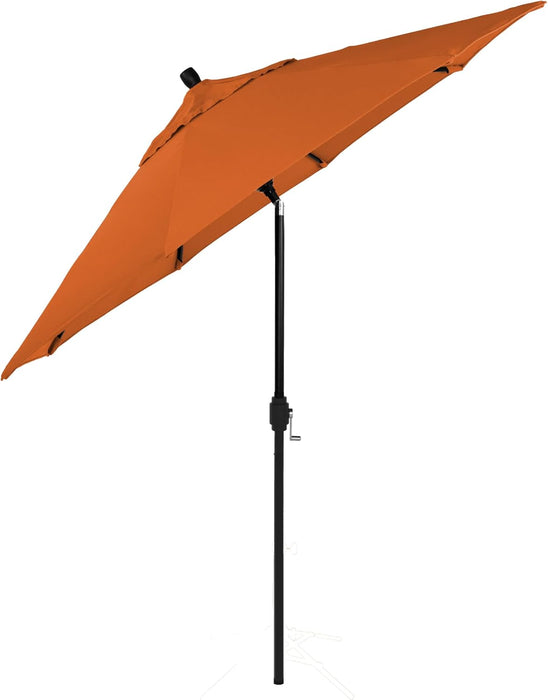 12-Year-Non-Fading, 9Ft Premium Sunbrella Patio Umbrella, Hand-Crank, Button-Tilt, Black Frame, Tuscan Fabric