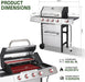 Gas and Charcoal Grill Combo with Side Burner, 4-Burner Propane Grill and Griddle Combo with Porcelain-Enameled Cast Iron Grates & Double-Wall Insulated Lid, 49,000 BTU Outdoor BBQ Grill