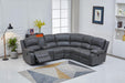 Bonded Leather Sectional Sofa 3 Recliners, Grey