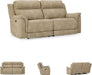 Next-Gen Durapella Power Reclining Sofa with Adjustable Headrest, USB, Extended Ottoman, Faux Leather, 80" W X 42" D X 42" H, Beige Sand