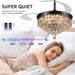 48" Chandelier Ceiling Fan with Lights, Crystal Retractable Fandelier with 3 Color LED Dimmable, Reversible DC Motor, Modern for Bedroom, Living Room (Black