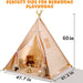 Teepee Tent for Kids with BBQ Pretend Play Toys, Spacious 60” Kids Play Tent Indoor & Outdoor, Foldable Playhouse with Mat & Star Lights, Washable Camping Toys Gift for Boys & Girls Ages 3–8