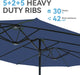 15 Ft Rectangular Patio Umbrella with Base Included, Large Double-Sided Outdoor Table Umbrella with Crank, 1.9" Pole UPF 50+ UV Resistant for Pool Deck Backyard Garden, Navy Blue