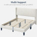 Queen Bed Frame Upholstered Platform Bed with Fabric Headboard, Wing Edge Design/Non-Slip and Noise-Free/Wooden Slats Support/No Box Spring Needed/Easy Assembly, Beige Queen Bed