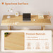 Solid Wood Writing Table - 72" W Minimalist Long Computer Desk, Oak