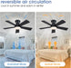 41" Black Low Profile Ceiling Fans with Lights and Remote, Modern Flush Mount Ceiling Fan Light with Quiet Reversible DC Motor for Bedroom Kitchen