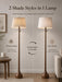 Mid Century Modern Real Wood Floor Lamp with Remote, 2 Shades