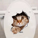 Cats 3D Wall Sticker Toilet Stickers Hole View Vivid Dogs Bathroom for Home Decoration Animals Vinyl Decals Art Wallpaper Poster