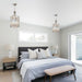 11.8" Modern Crystal Chandelier Brushed Nickel Lantern 4-Light Small Farmhouse Geometric Pendant Lighting Fixture Adjustable Hanging Cage Ceiling Lights for Living Room Dining Room Entryway