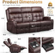 3-Seater Loveseat Recliner Sofa, Home Theater Seating Reclining Couch with Flip Middle Backrest, RV Wall Hugger Sleeper with LED Lights, Massage, Dawer & Cup Holders, 150° Recline for RV & Living Room