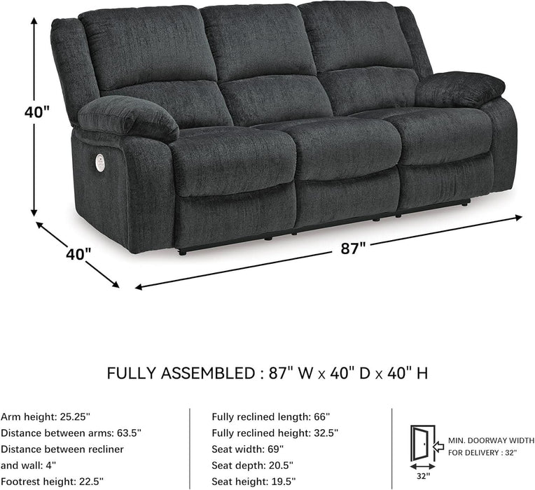 Draycoll Contemporary Manual Pull Tab Reclining Sofa, Dark Gray