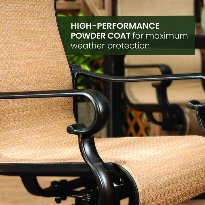 Brigantine 7-Piece Outdoor Dining Set, Weather-Resistant Patio Dining Set for 6 with Rectangular Table and Sling Swivel Rockers for Backyard, Patio, Deck, Porch, Pergola, Poolside