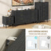 Fluted 6 Double Drawers Dresser for Bedroom, 55”Wide Modern Chest of Drawers with Deep Drawers,Curved Profile Design, Wood Drawer Organizer for Living Room, Hallway, Dark Black