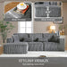 108 Inch Cloud Sectional Sofa Grey UltraSoftChenille