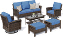 6-Piece Patio Furniture Set with High Back Chairs, Blue