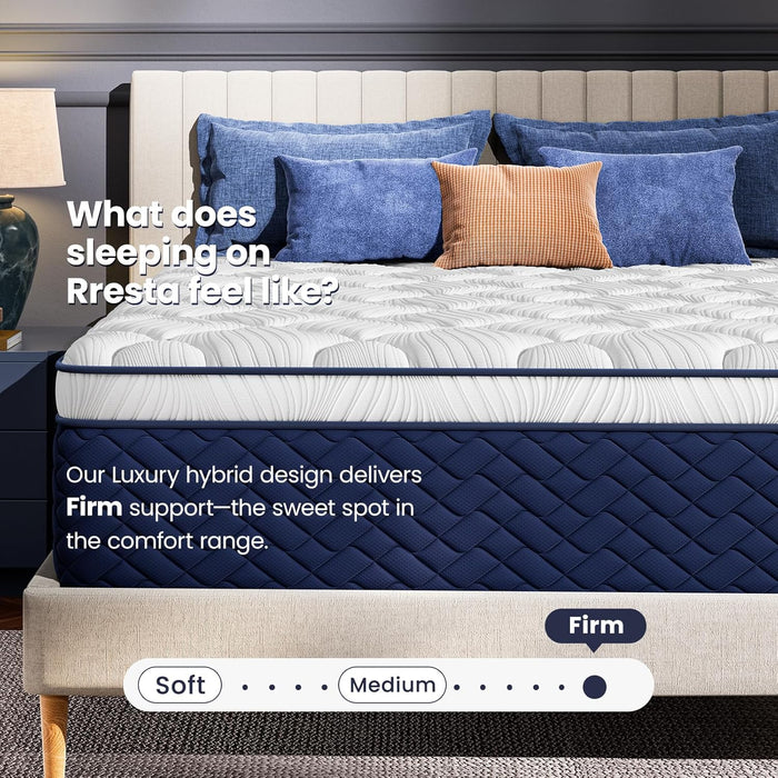 Firm Queen Mattress 14 Inch-Hotel Collection Cooling Hybrid Mattress in Box