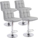Bar Stools Set of 4, 24 Inch Counter Height Bar Chairs, Upholstered Modern Kitchen Barstools with Metal Base, PU Leather Saddle Stools for Kitchen Island, Grey