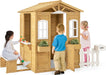 Outdoor Playhouse, Fir Wood Patio Pretend Play Center W/Bench, Mailbox, Fence, Serving Stations, Flowerpot Holders, Windows & Door, Children Play House for 2+ Years Old Kids