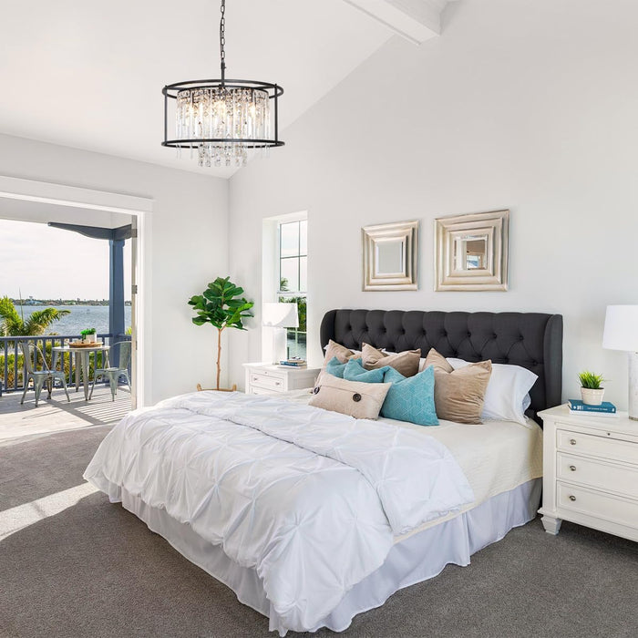 Black Modern Chandelier 23.6 Inch Dimmable Farmhouse