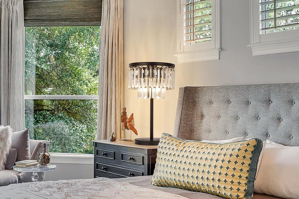3 Lights Crystal Table Lamp, Bedside Lamp for Bedroom
