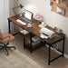 79" Double Desk, Two Person Desk with Storage Drawer, Long Desk Home Office Desks for 2 Person, Rustic Brown