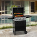 3 Burner BBQ Propane Gas Grill, Stainless Steel 30,000 BTU Patio Garden Barbecue Grill with Two Foldable Shelves