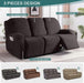 Recliner Sofa Covers Recliner Chair Covers Couch Covers for Reclining Couches with Pockets Washable Furniture Protector with Elastic Bottom (3 Seater, Chocolate)