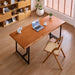 Solid Wood Administrative Desk, Dining Table with Durable Metal Legs, Uniquely Designed Leisure Table, Perfect for Restaurants and Home Offices, (Wood Brown, 62.99In)