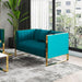 Trillium Velvet 57" Velvet Loveseat for Living Room, High-Density Foam, Vertical Channeling, Gold Stainless Steel Frame, No Assembly Required, Set of 1, Teal