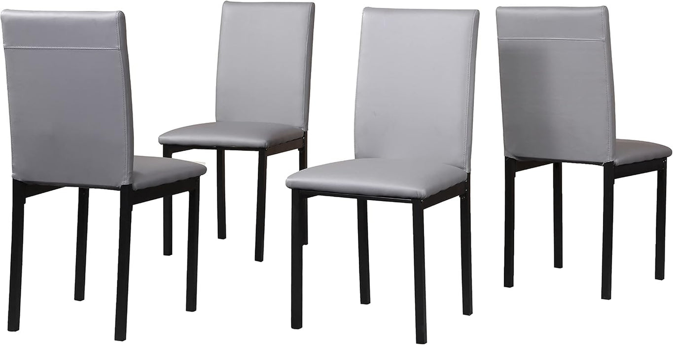 Noyes Faux Leather Metal Frame Dining Chair, Gray