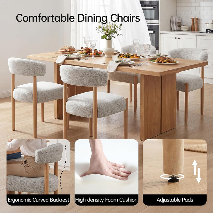 Wooden Dining Chairs Set of 4 with Rubberwood Legs, Curved Backrest