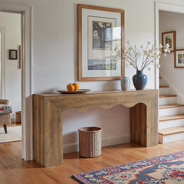 63" Farmhouse Console Table, Wooden Couch Table behind Sofa with Storage, Long Entryway Sofa Station, Narrow Console Stand with Base, Hallway Stand for Entryway, Living Room