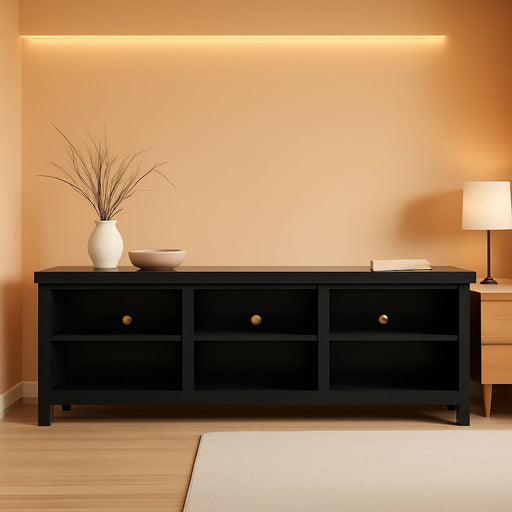 Wren Classic 6 Cubby TV Stand for Tvs up to 80 Inches, 70 Inch, Black