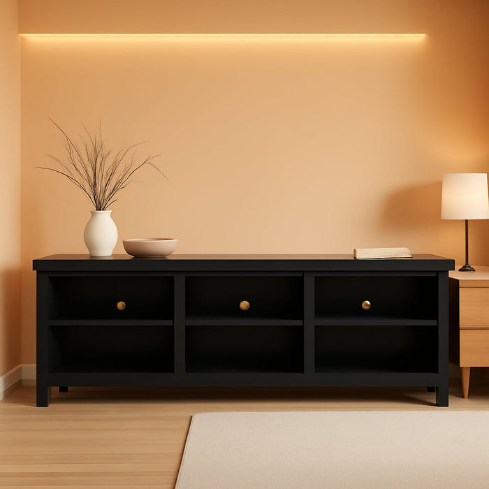 Wren Classic 6 Cubby TV Stand for Tvs up to 80 Inches, 70 Inch, Black