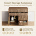 Fluted Lockable File Cabinet Five Drawers WalnutFinish