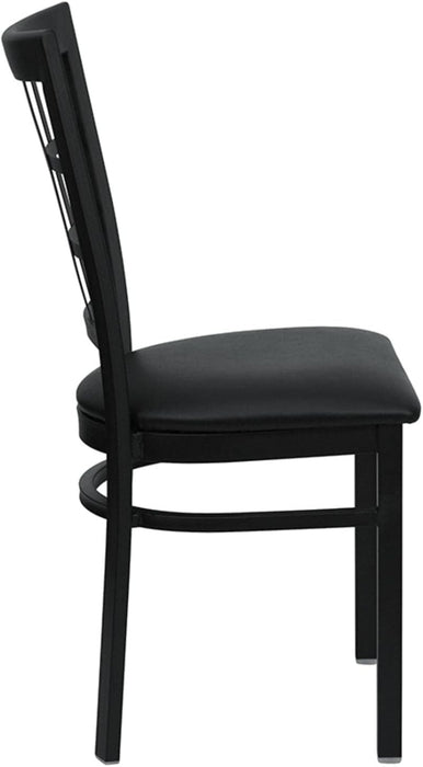 Hercules Series Window Back Metal Restaurant Chair, Modern Upholstered Armless Dining Chair for Restaurants and Kitchens, Black