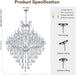 Large Modern Chandelier Light Fixtures - 36 Lights, 4 Layers Chrome Crystal Chandeliers for Hotel, Lobby, Foyer, Entrance Hall, Staircase