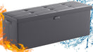 Storage Ottoman, Fireproof Folding Bench with Lock(15”X 43”X15”), Water-Resistant ＆ Heat Insulation Large Storage Chest with Handles＆2 Extra Spaces Safe for Living Room, Bedroom, Home, Grey
