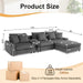 114 Inch Corduroy Sectional Couch With Bluetooth Speakers - ShipItFurniture