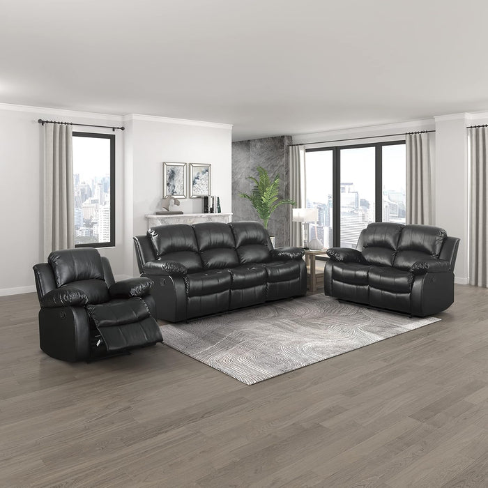 Manual Recliner Loveseat - Black Faux Leather