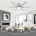 52 Inch Brushed Nickel Ceiling Fans with Lights and Remote,Flush Mount Low Profile 6 Blades Ceiling Fan with 10 Inch Lighting Fixture,Quiet Reversible DC Motor for Living Room,Bedroom and Patio