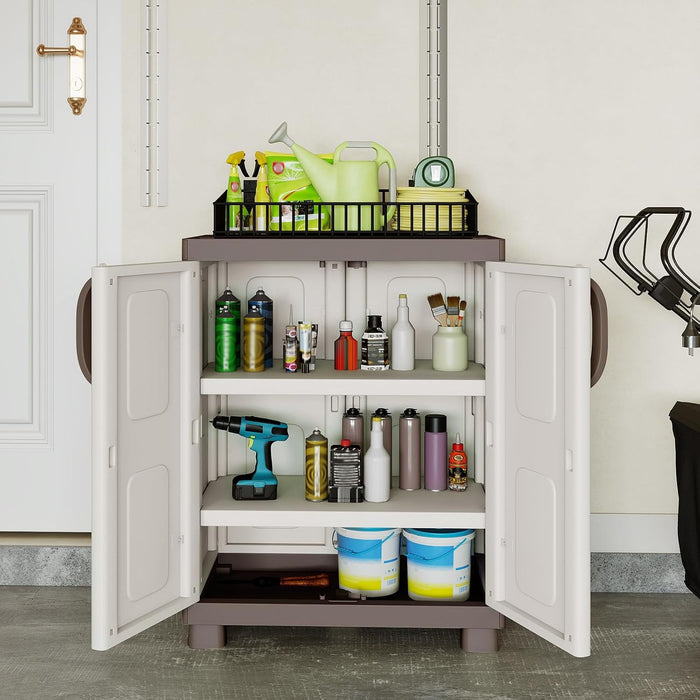 White Plastic Storage Cabinet With Adjustable Shelves