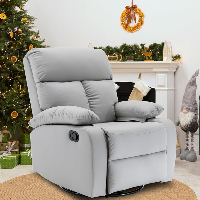 Swivel Rocker Recliner, Rocking Recliner Chair, Small Rocker Recliners for Small Spaces, Living Room, Bedroom, Nursery, RV, Light Grey