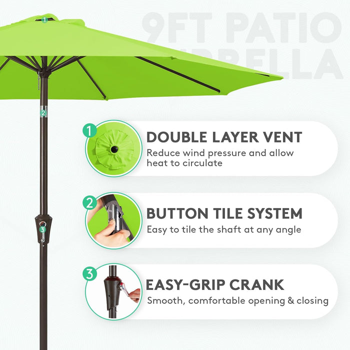 9FT Outdoor Patio Umbrella, Market Umbrella, Apple Green