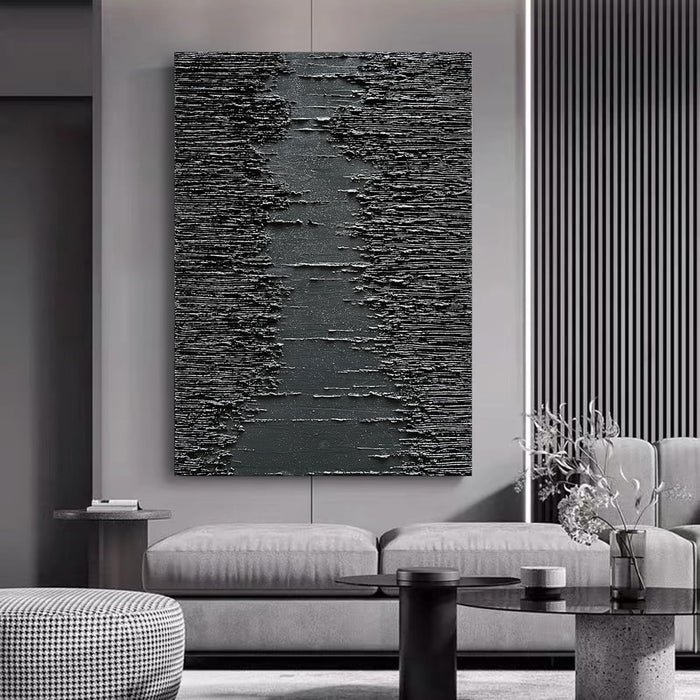 Art Hand-Painted Thick Texture Black Minimalist Oil Painting 45X30 Inchs Texture Abstract Painting Home Wall Decorative Art