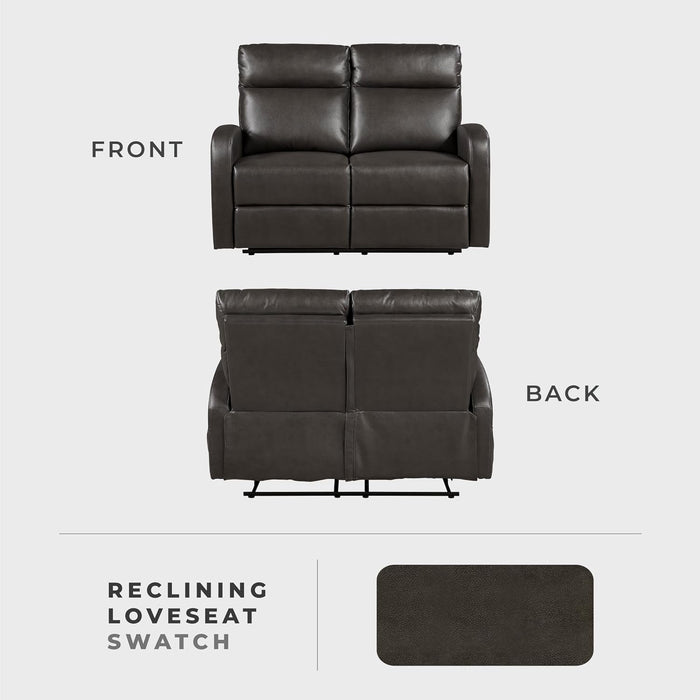 Manual Reclining Loveseat, Faux Leather Loveseat Recliner, Wall Hugger, Track Arms, Magazine Pockets, Manual Dual Recliners for Living Room/Office/Apartment, Easy Assembly, Espresso